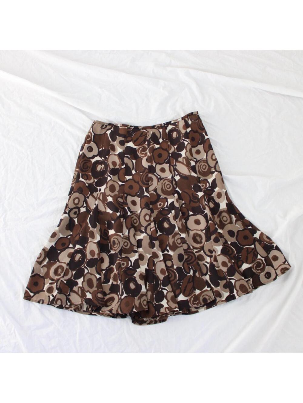 Kasper brown floral midi skirt Size 8